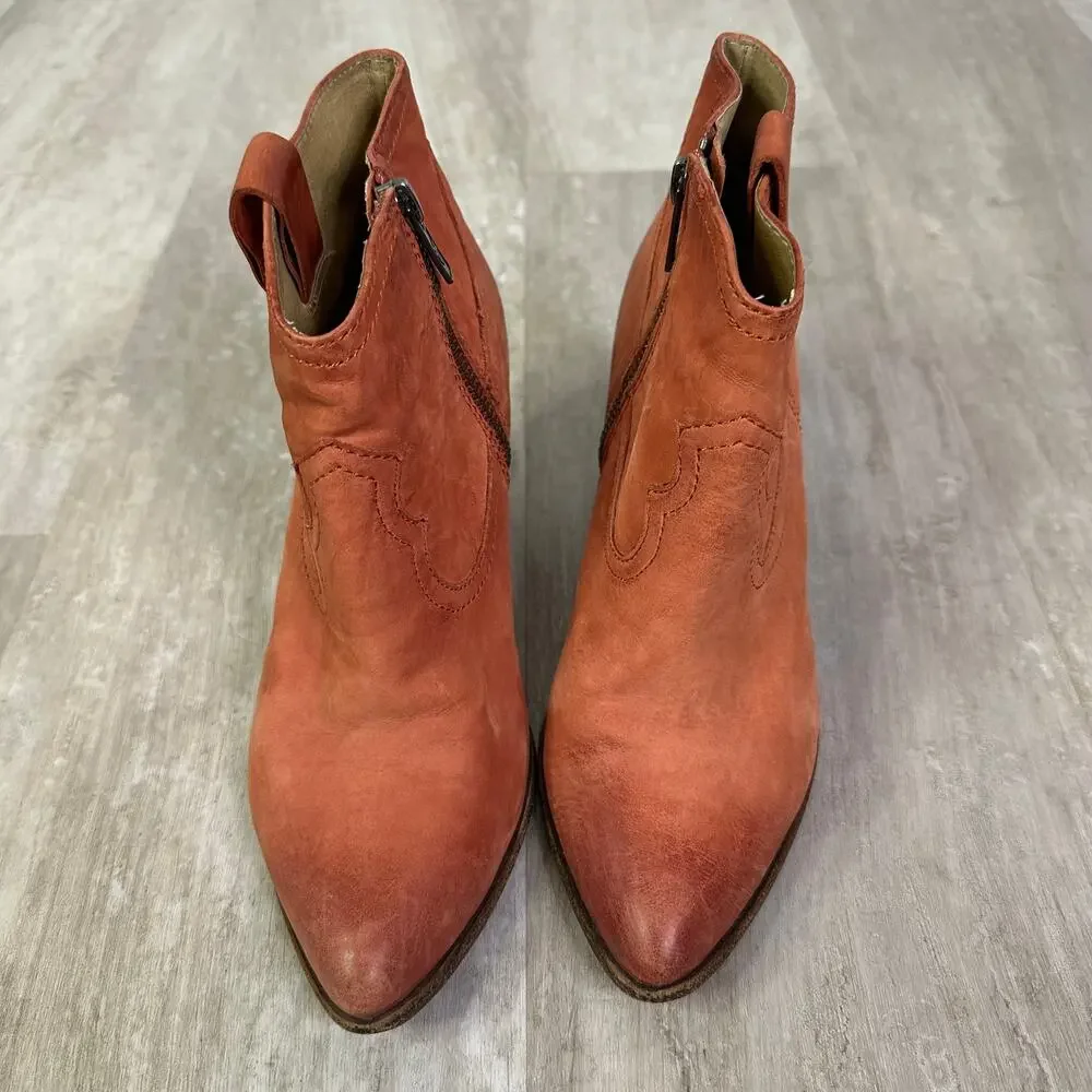 Frye Orange Leather Ankle Booties - Picture 2 of 8